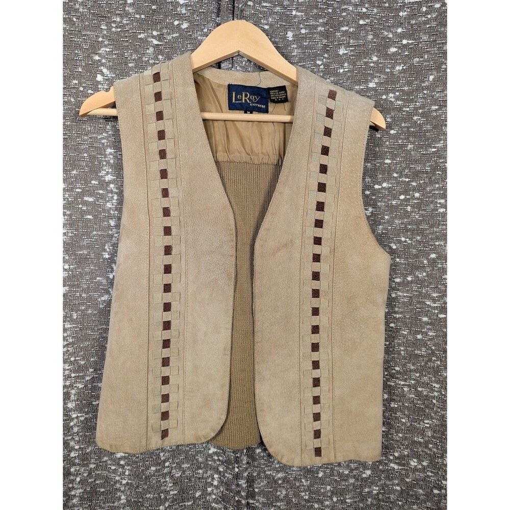 Vintage LeRoy Knitwear Brown Pig‎ Suede Western Vest Women's Medium